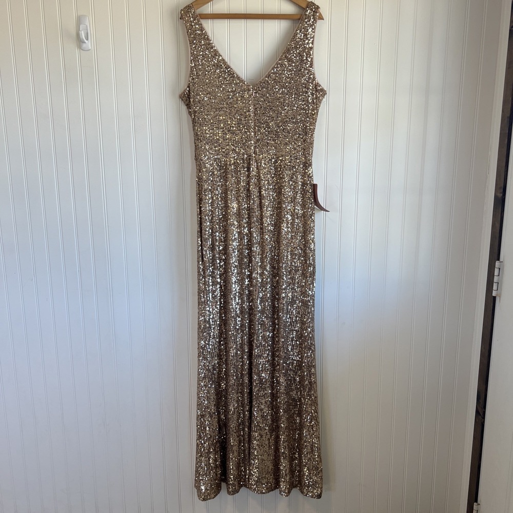 BHLDN Surrey Gown Dress  Anthropologie Sz 18 Gold Sequin Wedding Formal Prom NWT - Picture 10 of 12
